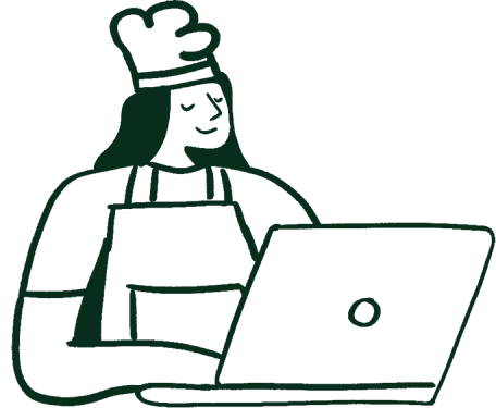 Illustration of a chef working on a laptop