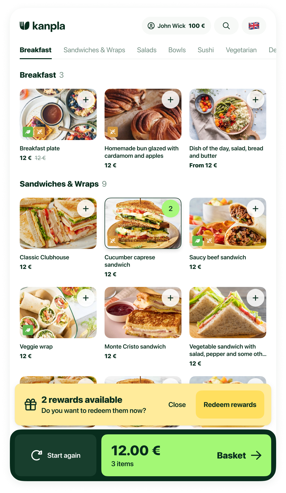 Kiosk interface screenshot